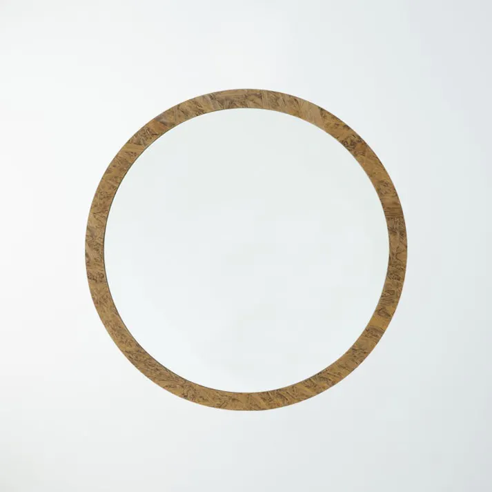 【日本製】【OSB丸形ウォールミラー直径60cm (ブラウン/茶)】 鏡 姿見 ワイド ドレッサー 高級感 ヴィンテージ ブルックリン 飛散防止加工 壁掛け 丸型 オーバル 国産 完成品