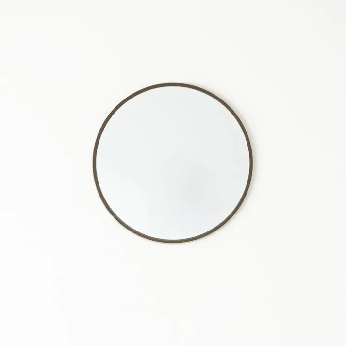 【日本製】【MDF丸形ウォールミラー直径47cm (ブラウン/茶)】 鏡 姿見 ワイド ドレッサー 高級感 ブルックリン 飛散防止加工 壁掛け オシャレ 丸型 オーバル 国産 完成品