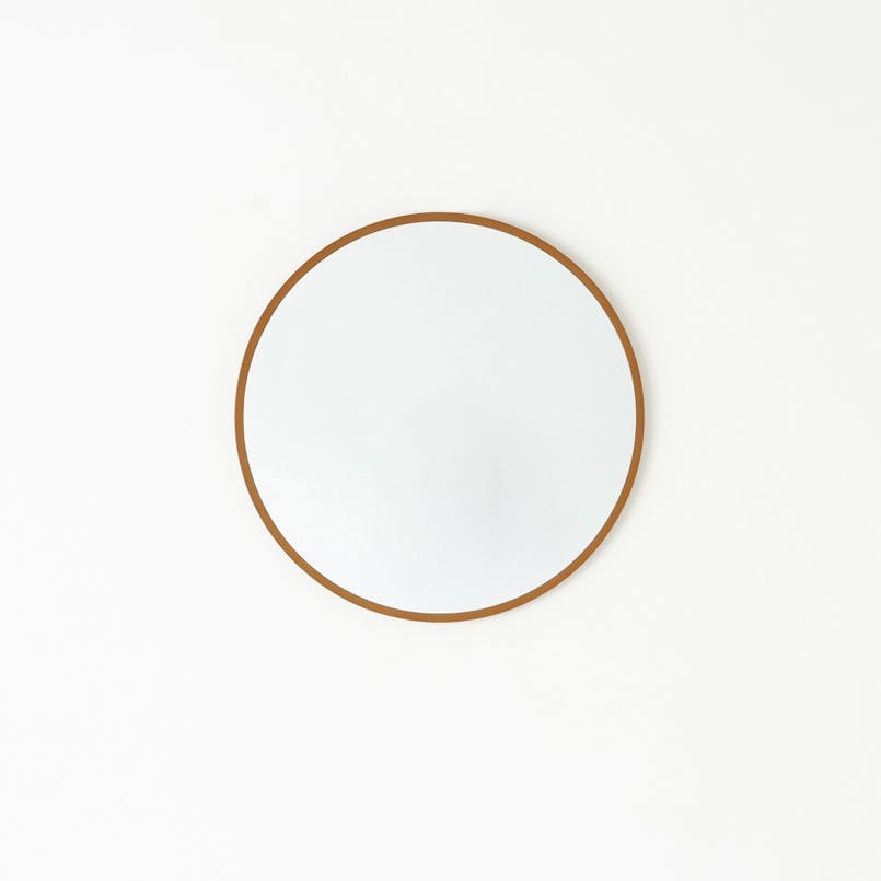 日本製】【MDF丸形ウォールミラー直径47cm (ライトブラウン)】 鏡 姿見