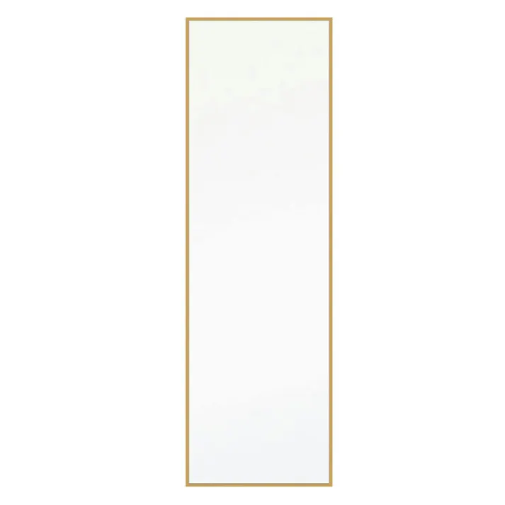 【日本製】【細枠ウォールミラー(幅50×高さ160cm)(ナチュラル)】 天然木 姿見 鏡 ワイド 高級感 木製 飛散防止加工 壁掛け 国産 完成品