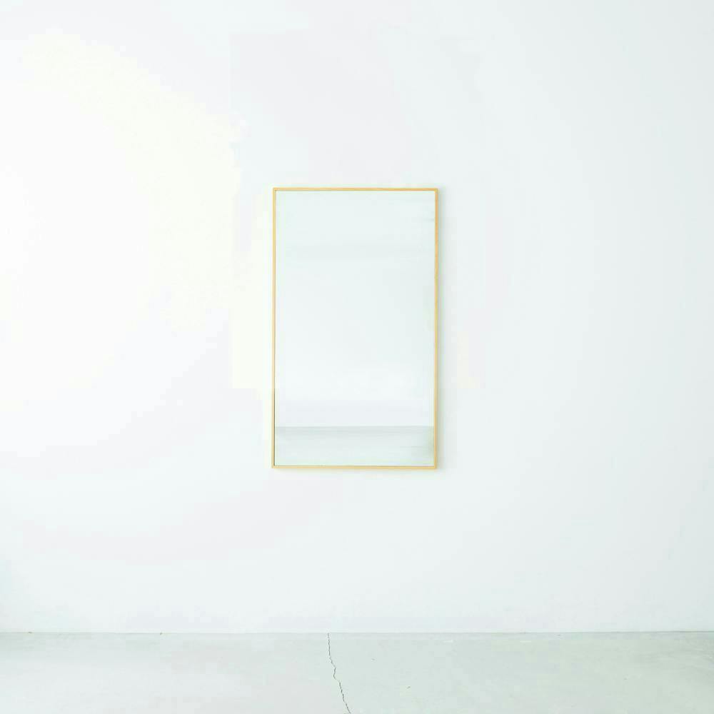 日本製】【細枠ウォールミラー(幅60×高さ90cm)(ナチュラル 日本製】【細枠ウォールミラー(幅60×高さ90cm)(ナチュラル