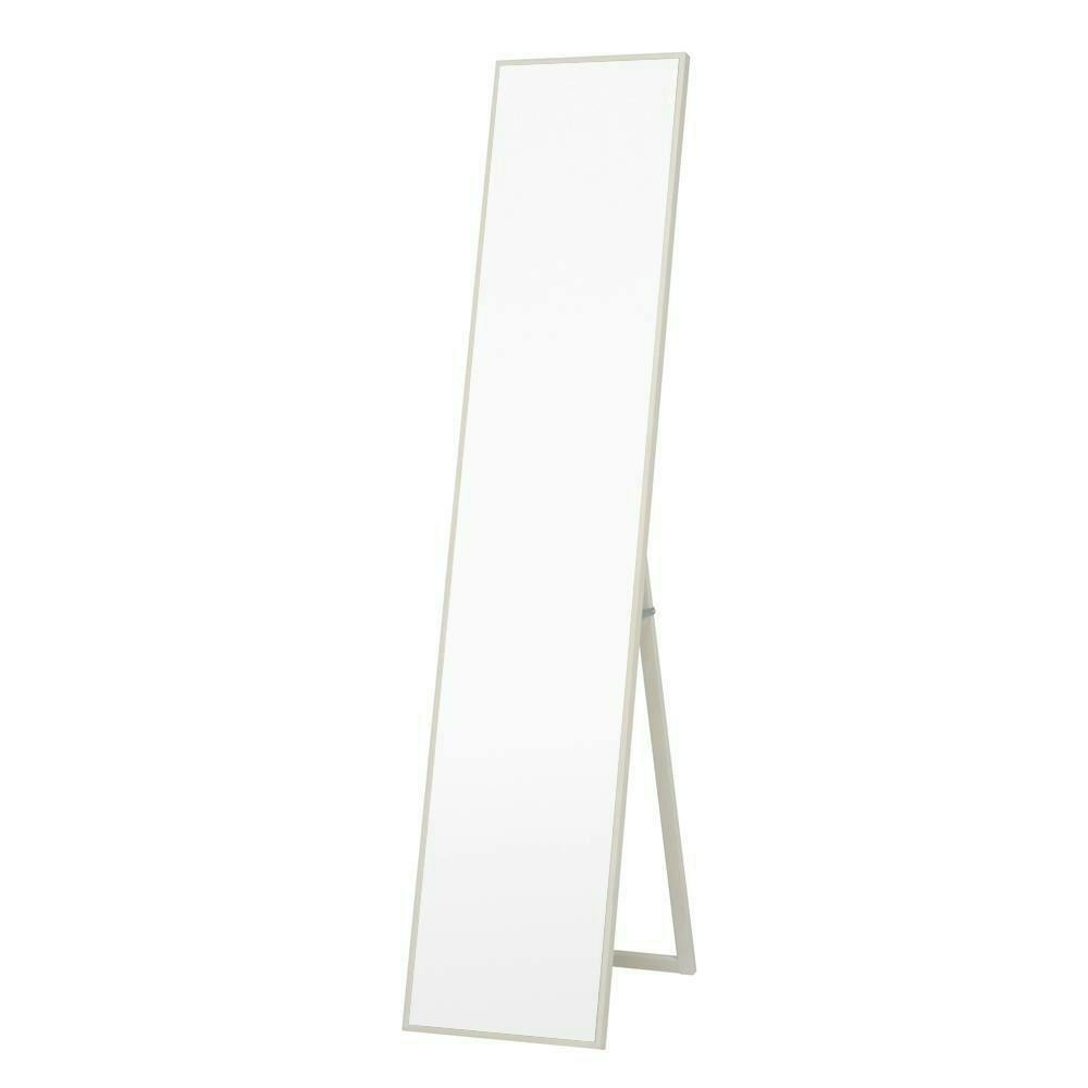 日本製】【細枠スタンドミラー 幅32cm(ホワイト/白)】 天然木 姿見 鏡