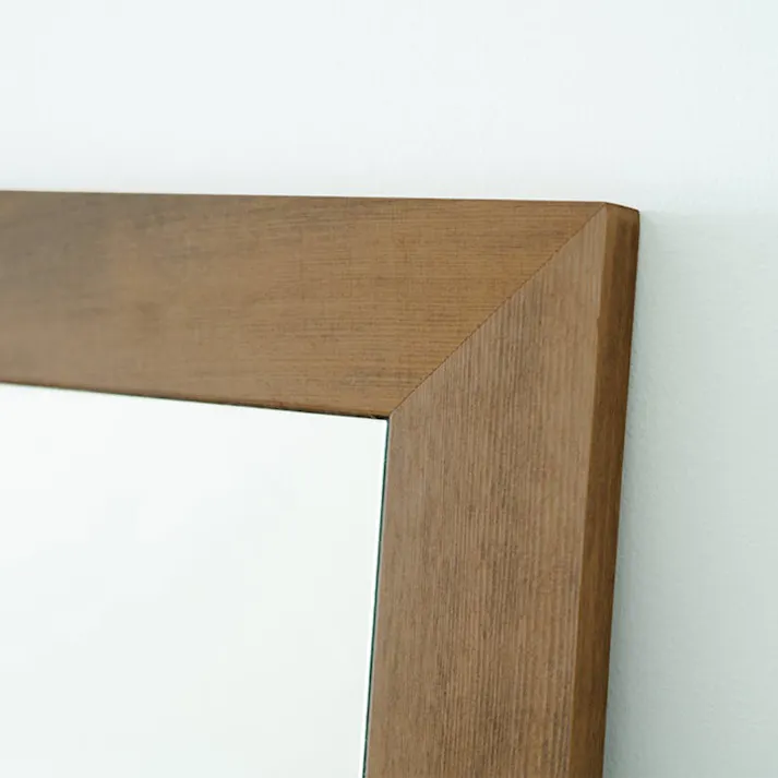 【日本製】【幅広枠正方形ウォールミラー 幅50cm(アンティークブラウン/茶)】 天然木 姿見鏡 ワイド スクエア ドレッサー 高級感 木製 飛散防止加工 壁掛け ヴィンテージ 国産 完成品