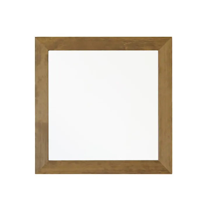 【日本製】【幅広枠正方形ウォールミラー 幅60cm(アンティークブラウン/茶)】 天然木 姿見鏡 ワイド スクエア ドレッサー 高級感 木製 飛散防止加工 壁掛け ヴィンテージ 国産 完成品