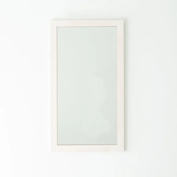 【日本製】【幅広枠ウォールミラー(幅60×高さ108cm)(ホワイト/白) 】天然木 姿見 鏡 ワイド 高級感 木製 飛散防止加工 壁掛け 北欧風 ヴィンテージ 国産 完成品