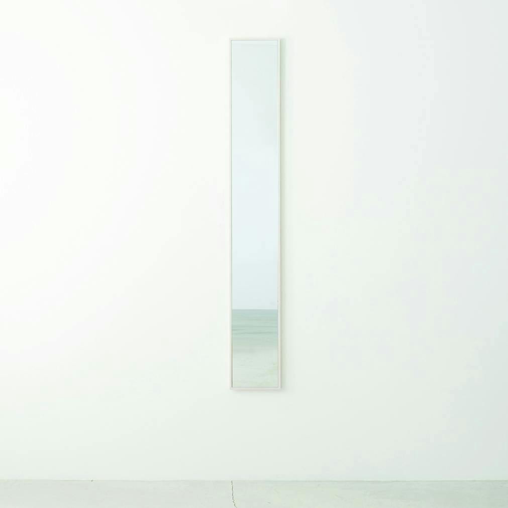 日本製】【細枠ウォールミラー 幅22cm(ホワイト/白)】 天然木 姿見 鏡