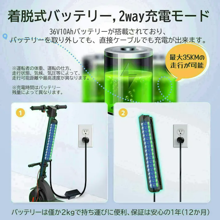 AINOHOT S07 特定小型原付 電動キックボード 免許不要 350W出力 公道走行可能 モペット 着脱式バッテリー 最高速度20km/h 歩道 車道 折り畳み 軽量 通勤 通学 国交省認定型式確認番号:JATA-0026【特定小型原動機付自転車】色:ブラック Black