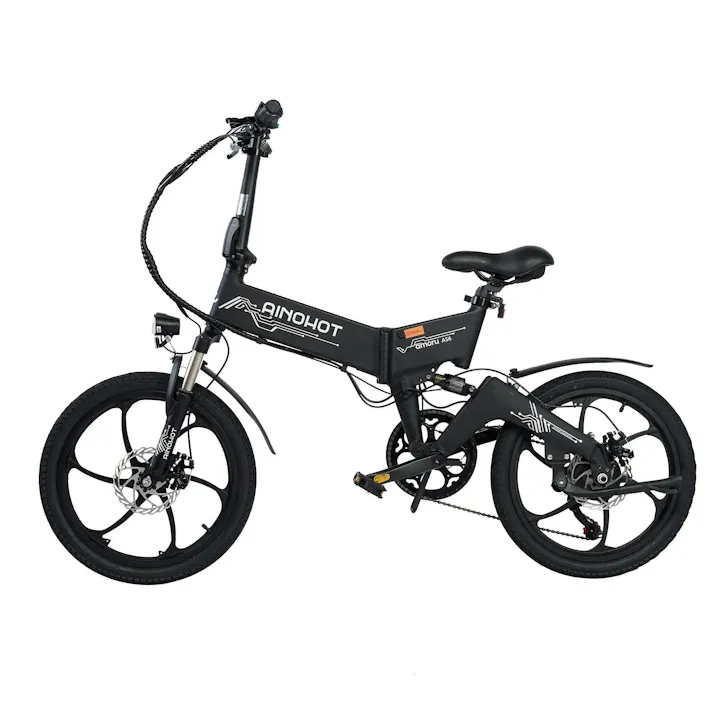 【セール10,000円OFF】AINOHOT AS6 電動アシスト自転車 【型式認定済】 公道走行可 折り畳み可能 48v大容量バッテリー 250W 最大続行距離55-60KM 盗難防止バッテリー 3段階アシスト 7段階変速ギア 耐震 色:ブランク Black ※表示価格は値引き後の価格です