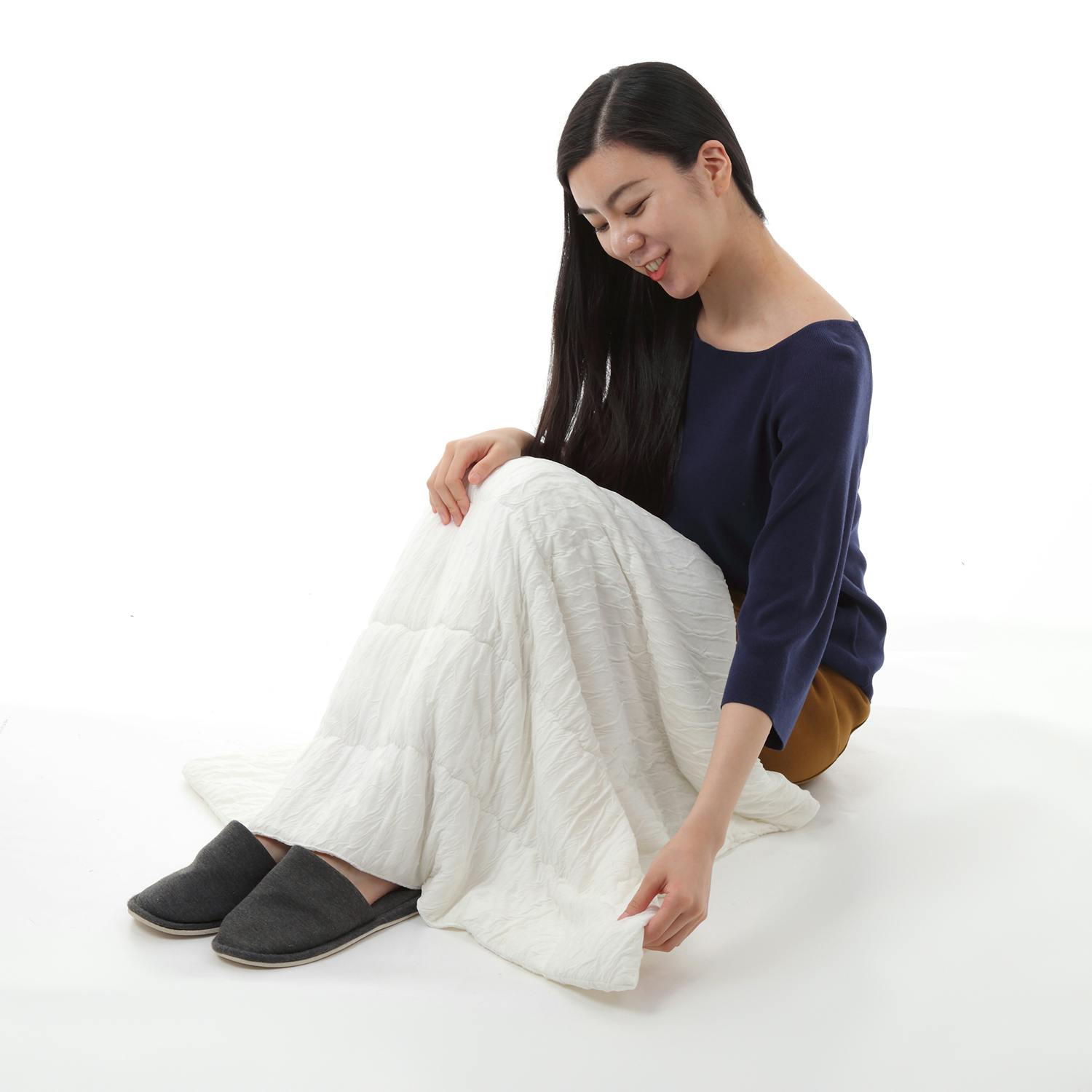 シルクひざ掛け SilkFill 洗えるシルクひざ掛け 約100×70cm アイボリー 絹100