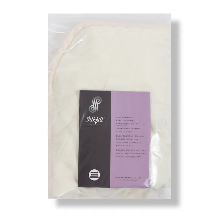 SilkFill シルク肩当て 外せる衿カバー付 約55×68cm ホワイト 中わた絹100%(富岡シルク(ぐんま200)) 側生地綿100% GCK60208ET