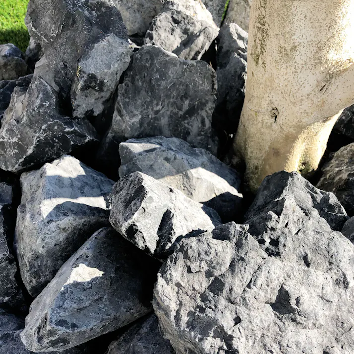 TAIKOH アッシュブラックゴロタ 90-120mm 20kg 天然大理石 ロック 景石 ブラック 黒 割栗 中