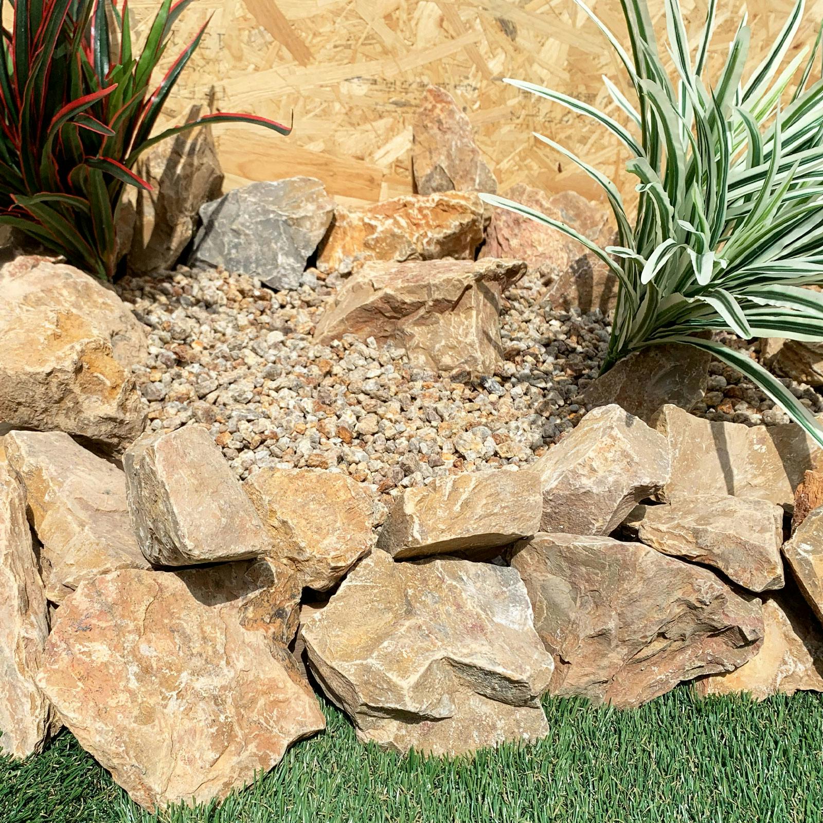 TAIKOH ダークイエローゴロタ 90-120mm 20kg 天然大理石 ロック 景石