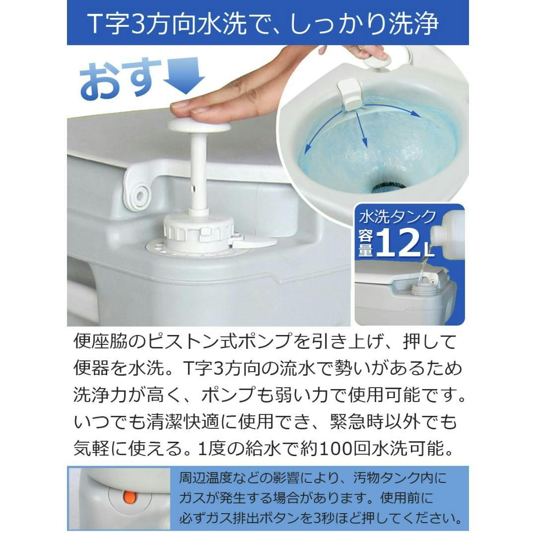 SunRuck ポータブル水洗トイレ SR-PT4521 21L 介護 防災 水洗式