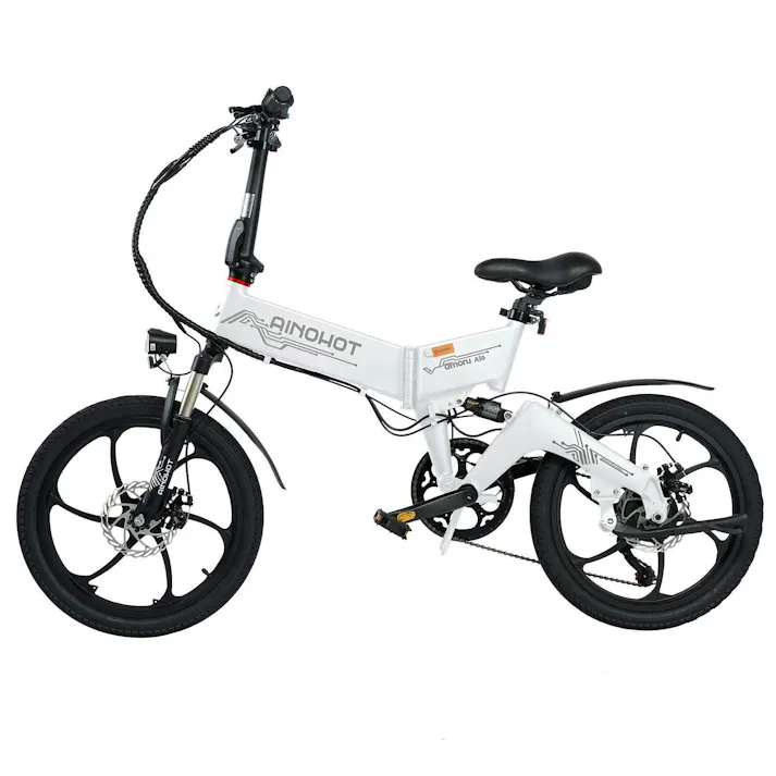 【セール10,000円OFF】AINOHOT AS6 電動アシスト自転車 【型式認定済】 公道走行可 折り畳み可能 48v大容量バッテリー 250W 最大続行距離55-60KM 盗難防止バッテリー 3段階アシスト 7段階変速ギア 耐震 色:ホワイト White ※表示価格は値引き後の価格です
