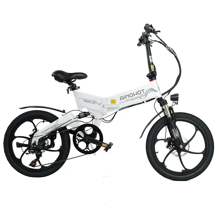 【セール10,000円OFF】AINOHOT AS6 電動アシスト自転車 【型式認定済】 公道走行可 折り畳み可能 48v大容量バッテリー 250W 最大続行距離55-60KM 盗難防止バッテリー 3段階アシスト 7段階変速ギア 耐震 色:ホワイト White ※表示価格は値引き後の価格です