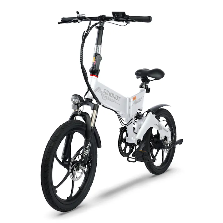 【セール10,000円OFF】AINOHOT AS6 電動アシスト自転車 【型式認定済】 公道走行可 折り畳み可能 48v大容量バッテリー 250W 最大続行距離55-60KM 盗難防止バッテリー 3段階アシスト 7段階変速ギア 耐震 色:ホワイト White ※表示価格は値引き後の価格です