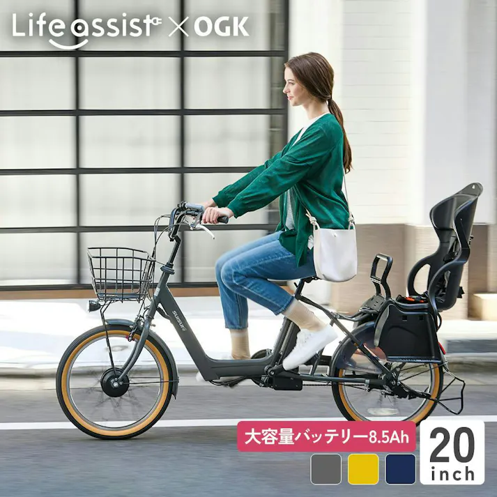 【自転車】Life Assist(ライフアシスト) 電動アシスト自転車 電動自転車 20インチ チャイルドシート付 BM-DLX203PS マットディープグレー SUISUI FAMIRIAR スイスイ ファミリア 【送料無料】 オンライン限定