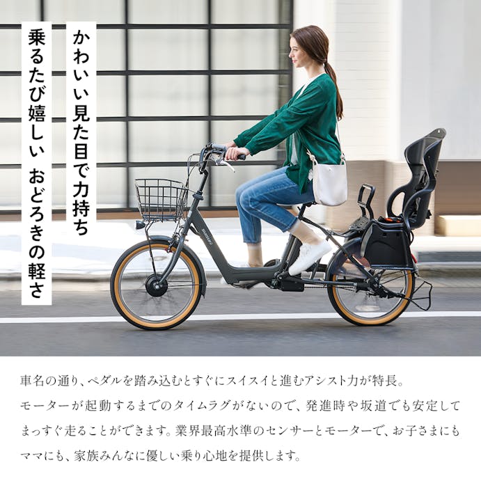 【自転車】Life Assist(ライフアシスト) 電動アシスト自転車 電動自転車 20インチ チャイルドシート付 BM-DLX203PS マットディープグレー