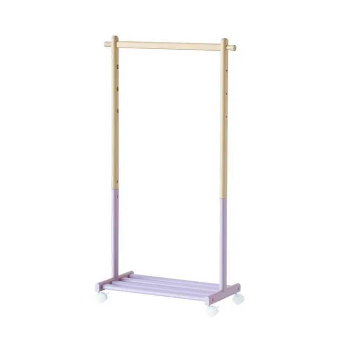子どもの目線に合わせて高さ調節ができる Kids Hanger Rack -mill- ハンガーラック ラベンダーピンク