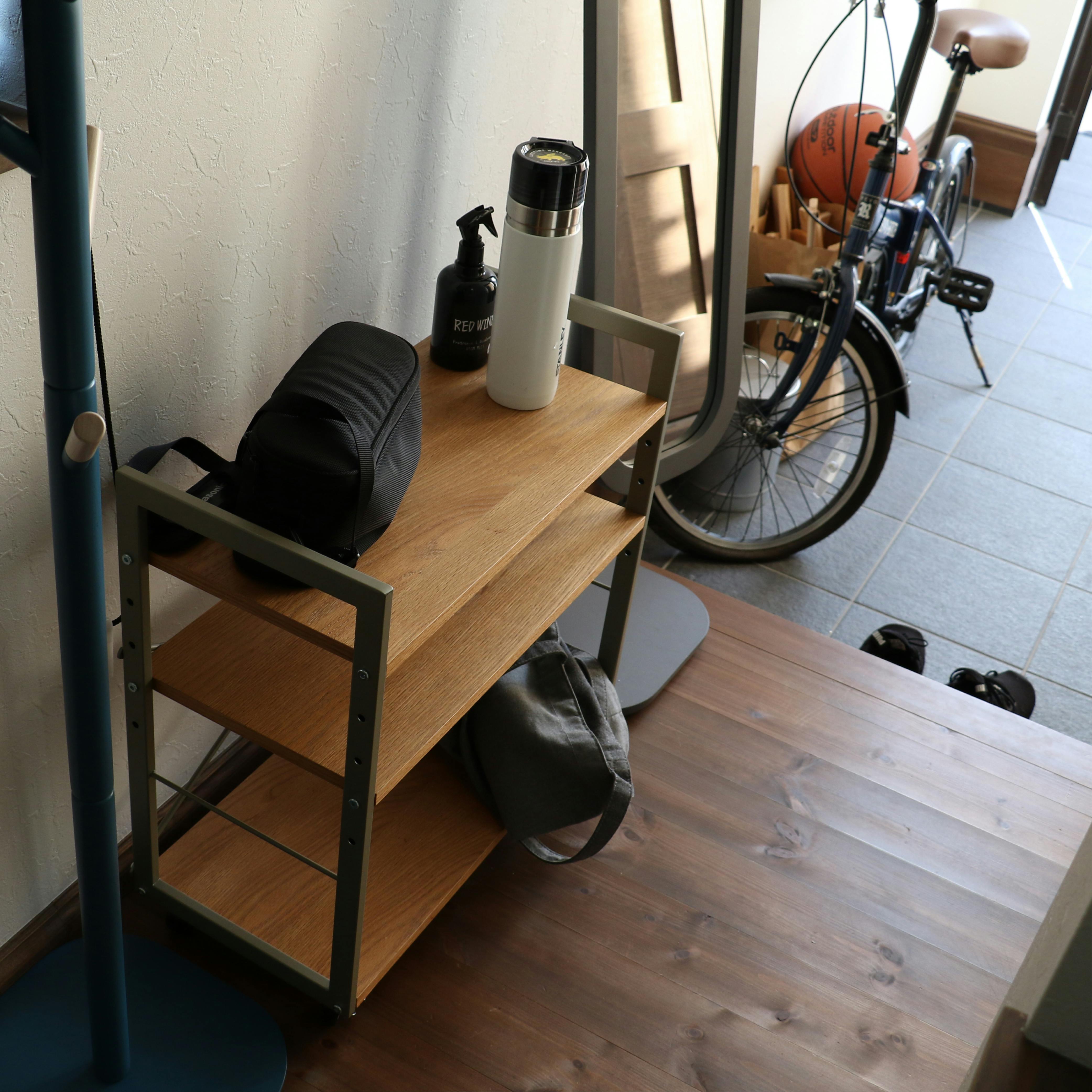 高さ調節できる天然木デスクワゴン drip Side Rack ナチュラル | 本棚