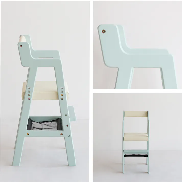 成長に応じて 座面と足置きが調整できる Kids High Chair -comet- シアングレー