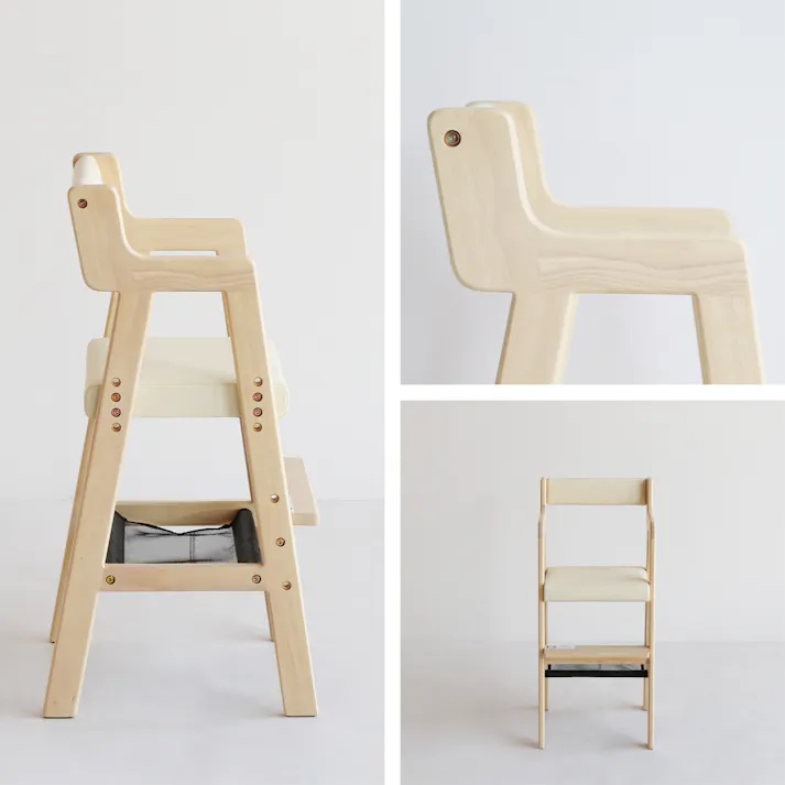 成長に応じて 座面と足置きが調整できる Kids High Chair -comet- キッズハイチェア ナチュラル