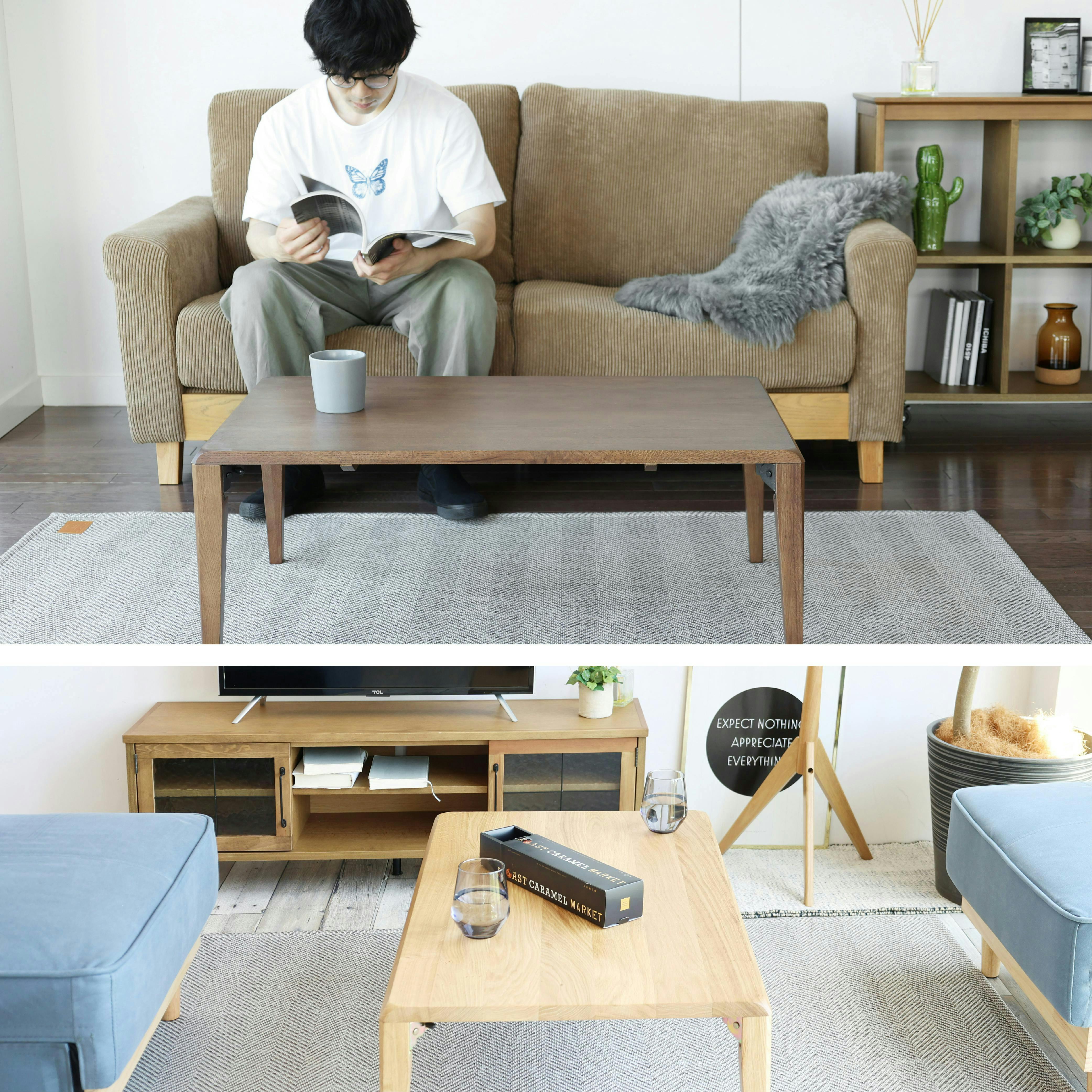 オーク無垢材の折りたたみテーブル Folding Table -shave