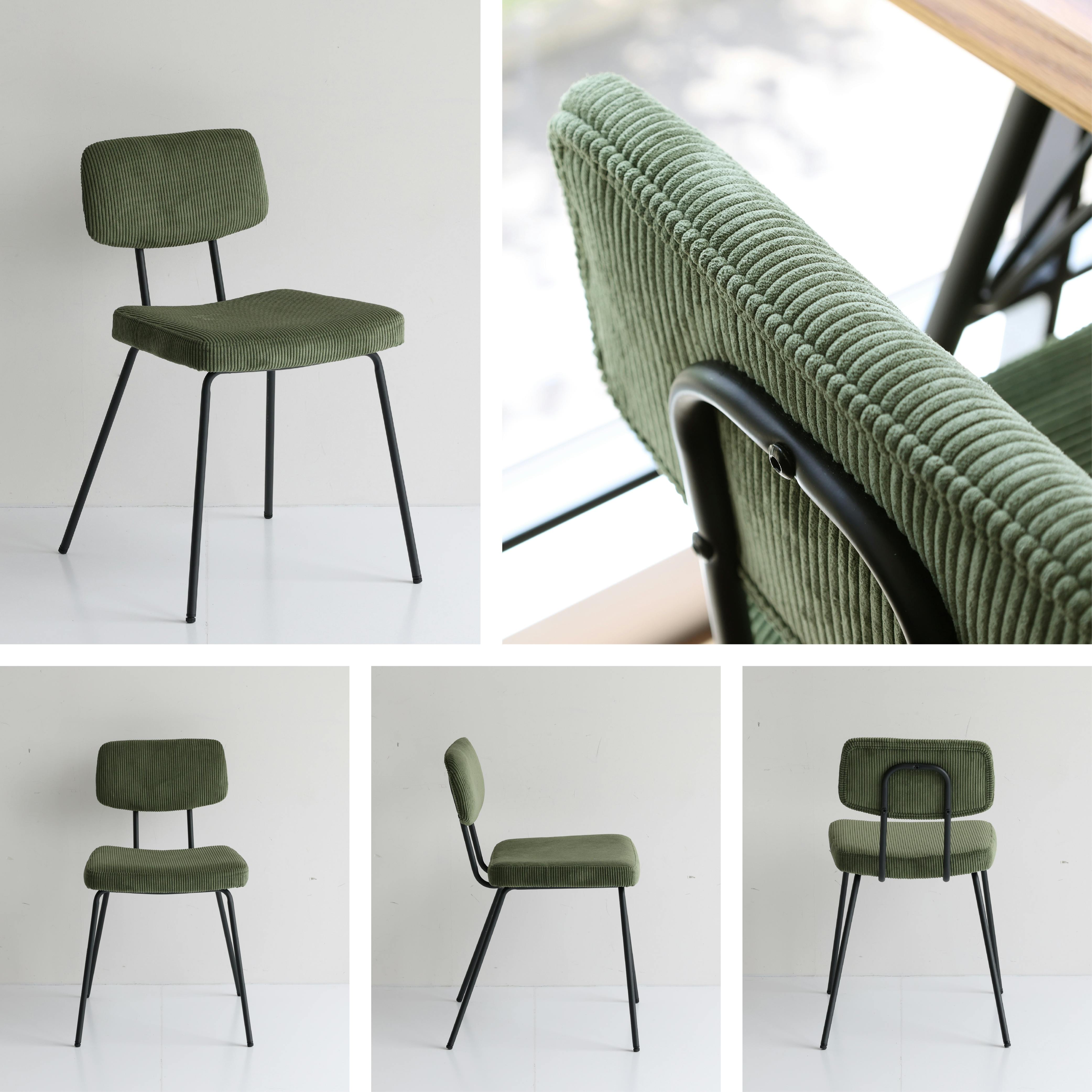 コーデュロイ×アイアンの素材感 RUMMY Steel Chair チェア カーキ