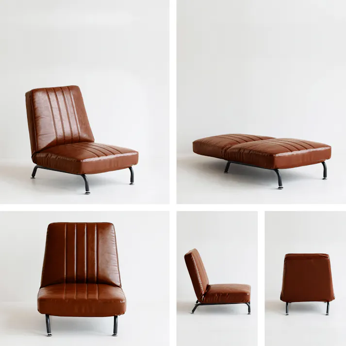 ポケットコイル仕様・14段調節の本格1Pソファ 1P Sofa ライトブラウン