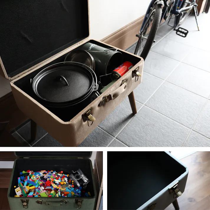 トランクモチーフ収納スツール Pick Stool ブラックグレー