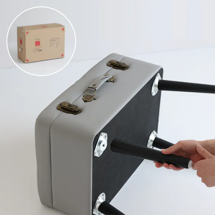 トランクモチーフ収納スツール Pick Stool ブラックグレー