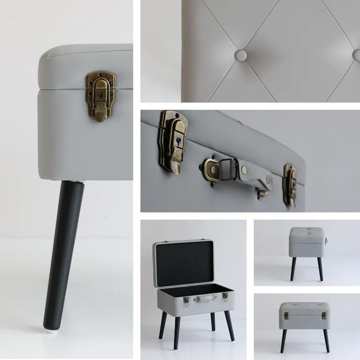 トランクモチーフ収納スツール Pick Stool ブラックグレー