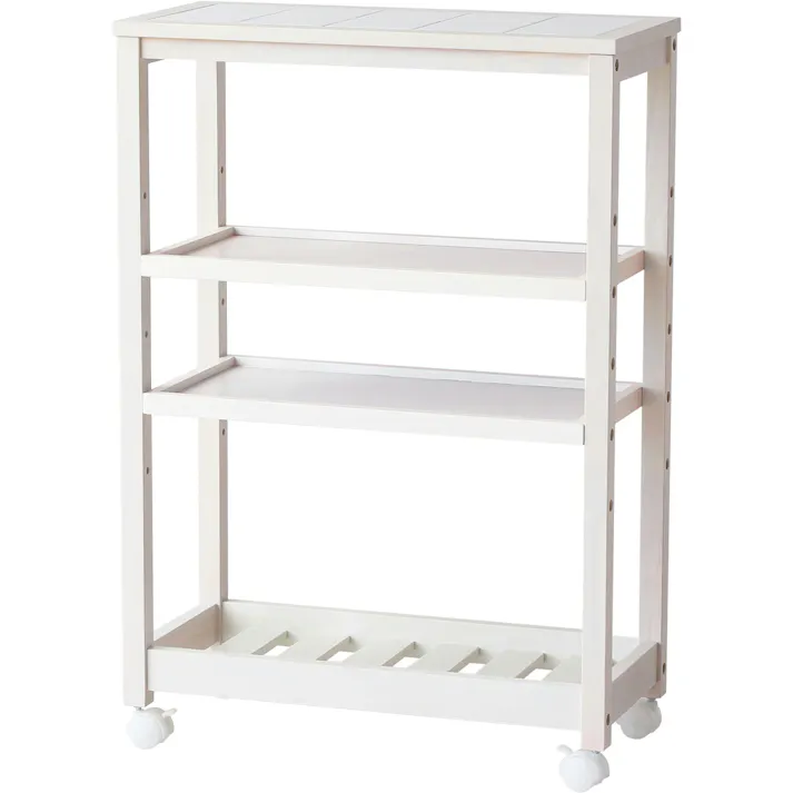 タイル天板のスキマ収納ワゴン Soup Slim Wagon4段 ホワイト