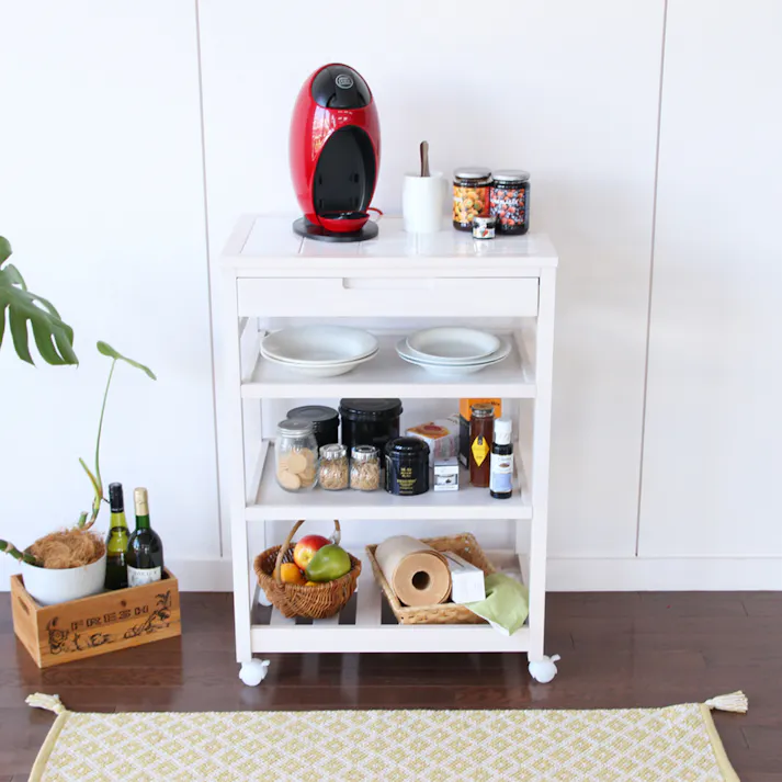 お手入れ簡単なキッチンワゴン Soup Kitchen Wagon(Slim) ホワイト