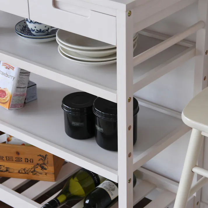 おしゃれなタイル天板ワゴン Soup Kitchen Wagon(Wide) ホワイト