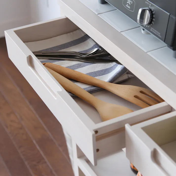 おしゃれなタイル天板ワゴン Soup Kitchen Wagon(Wide) ホワイト