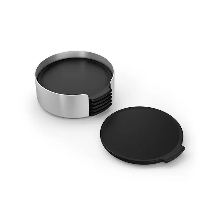 コースターとホルダー(6枚セット)|ZACK 20372 NORTA コースター スタンド ホルダー 茶托 卓上 テーブル ウェア ラウンド 6枚 セットカフェ ステンレス おしゃれ かっこいい 上質 高級 ホテルライク 男前インテリア インダストリアル ドイツ デザイナーズ