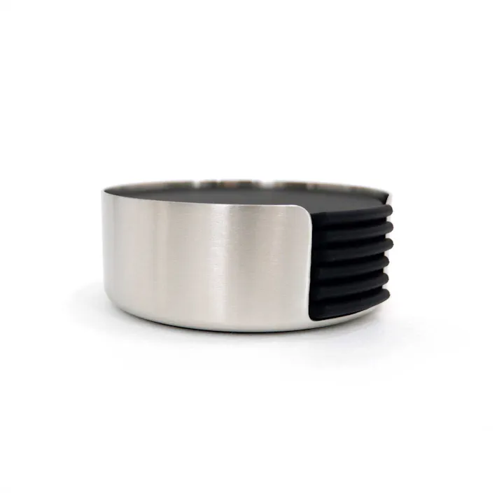 コースターとホルダー(6枚セット)|ZACK 20372 NORTA コースター スタンド ホルダー 茶托 卓上 テーブル ウェア ラウンド 6枚 セットカフェ ステンレス おしゃれ かっこいい 上質 高級 ホテルライク 男前インテリア インダストリアル ドイツ デザイナーズ