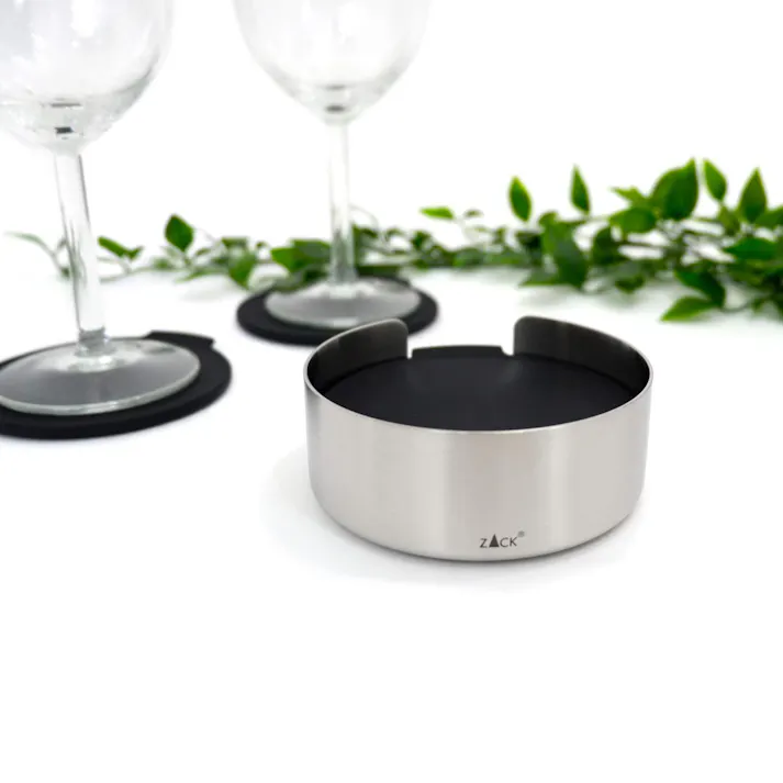 コースターとホルダー(6枚セット)|ZACK 20372 NORTA コースター スタンド ホルダー 茶托 卓上 テーブル ウェア ラウンド 6枚 セットカフェ ステンレス おしゃれ かっこいい 上質 高級 ホテルライク 男前インテリア インダストリアル ドイツ デザイナーズ