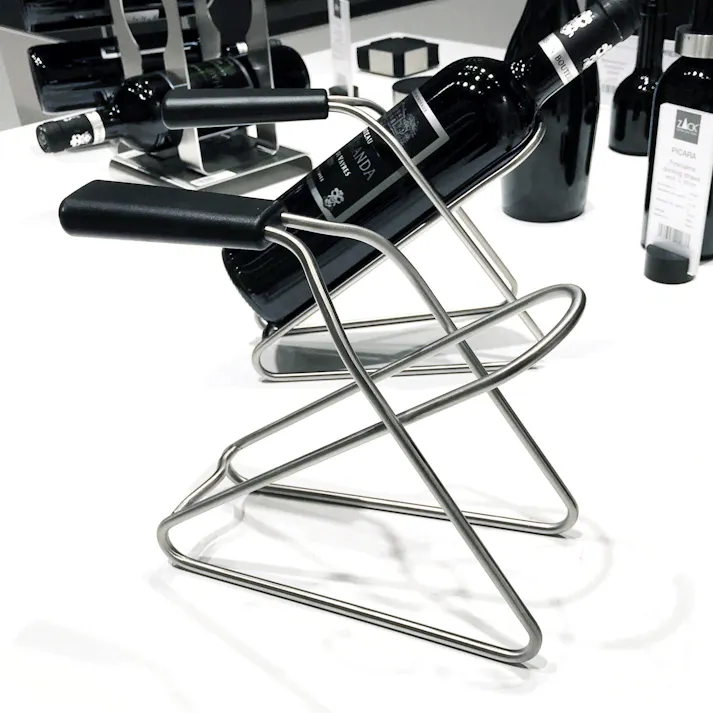 ワインボトルホルダー|ZACK 20576 ARLO ワイン ラック ボトル キャリー キャリアー ホルダー 卓上 ホームパーティー 飾る グッズ アイテム ステンレス おしゃれ かっこいい 上質 高級 ホテルライク 男前インテリア インダストリアル ドイツ デザイナーズ