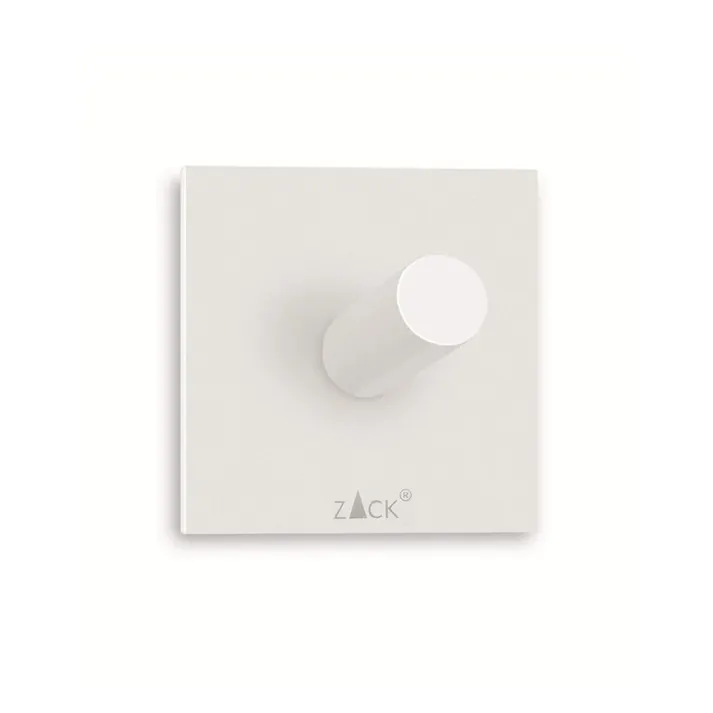 タオルフック ホワイト(スクエア/2個入)|ZACK 40125 DUPLO フック セット シール タオル掛け 浴室 洗面 キッチン ステンレス おしゃれ 雑貨 スタイリッシュ モード かっこいい 上質 高級 ホテルライク 男前インテリア インダストリアル ドイツ デザイナーズ