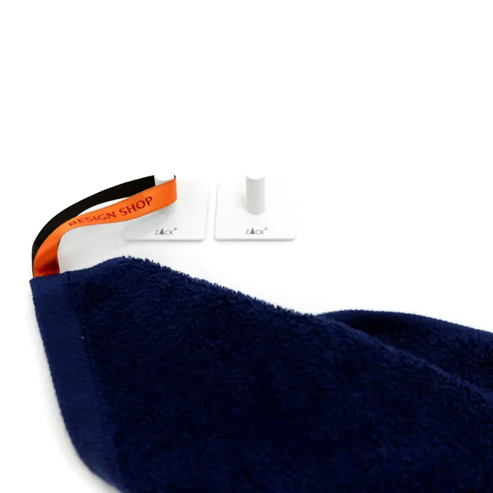 タオルフック ホワイト(スクエア/2個入)|ZACK 40125 DUPLO フック セット シール タオル掛け 浴室 洗面 キッチン ステンレス おしゃれ 雑貨 スタイリッシュ モード かっこいい 上質 高級 ホテルライク 男前インテリア インダストリアル ドイツ デザイナーズ