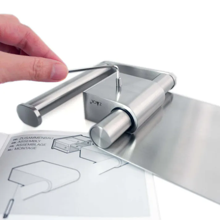 トイレットロールホルダー(フラップ付)|ZACK 40415 ATORE トイレットペーパーホルダー フタ付 トイレ用品 トイレ収納 壁取り付け用 DIY ステンレス おしゃれ 雑貨 かっこいい 上質 高級 ホテルライク 男前インテリア インダストリアル ドイツ デザイナーズ