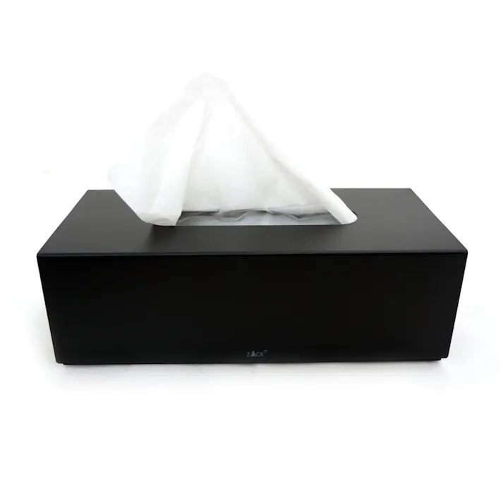 ティッシュボックス マットブラック|ZACK 40541 PURO ティッシュカバー ティッシュペーパー ボックス トイレタリー 洗面 リビング 収納 ステンレス おしゃれ 雑貨 かっこいい 上質 高級 ホテルライク 男前インテリア インダストリアル ドイツ デザイナーズ