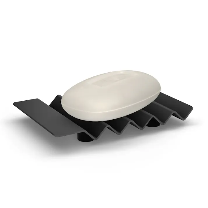 ソープディッシュ マットブラック|ZACK 40562 OPETA ソープトレー ソープホルダー 石鹸トレイ ベローズ スクエア ステンレス おしゃれ 雑貨 かっこいい 上質 高級 ホテルライク 男前インテリア インダストリアル ドイツ デザイナーズ