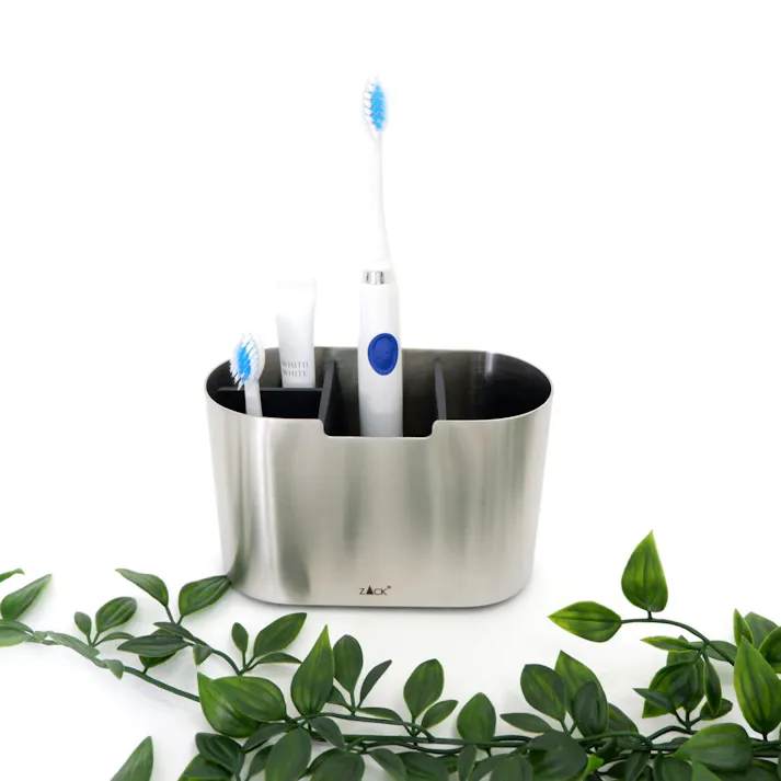 歯ブラシスタンド|ZACK 40565 OLOMO 歯ブラシホルダー 収納 浴室 洗面 ステンレス おしゃれ 雑貨 かっこいい 上質 高級 ホテルライク 男前インテリア インダストリアル ドイツ デザイナーズ