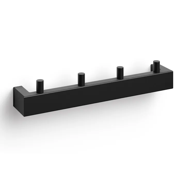 タオルフック マットブラック|ZACK 40579 LINEA フック タオル掛け 浴室 キッチン 洗面 4本フック 壁付け DIY ステンレス おしゃれ 雑貨 スタイリッシュ モード かっこいい 上質 高級 ホテルライク 男前インテリア インダストリアル ドイツ デザイナーズ
