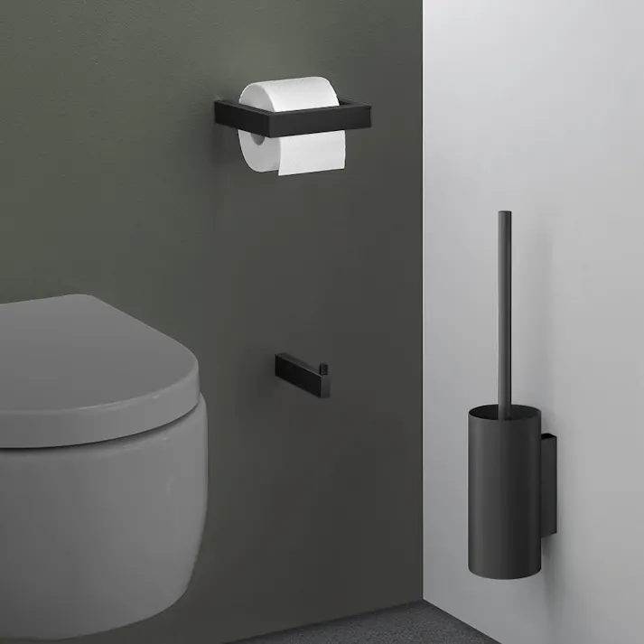 スペアトイレットロールホルダー マットブラック|ZACK 40581 LINEA ペーパーホルダー 詰め替え トイレ収納 壁付け DIY ステンレス おしゃれ 雑貨 スタイリッシュ モード かっこいい 上質 高級 ホテルライク 男前インテリア インダストリアル ドイツ デザイナーズ