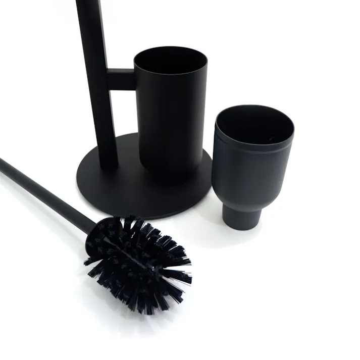 トイレットバトラー マットブラック|ZACK 40856 SCALA ペーパーホルダーとブラシの一体型 トイレ収納 スタンドタイプ ステンレス 高級 ホテルライク ドイツ デザイナーズ