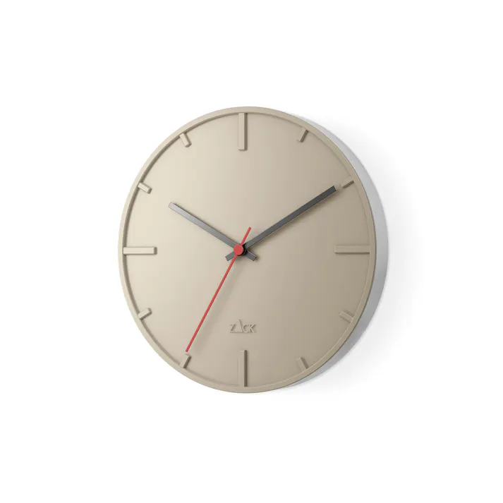 ウォールクロック ベージュ|ZACK 60016 WANU クロック 27cm 時計 壁付け 壁掛け 掛け時計 ステップ式 ステンレス 雑貨 スタイリッシュ モード 高級 ホテルライク 男前インテリア インダストリアル ドイツ デザイナーズ